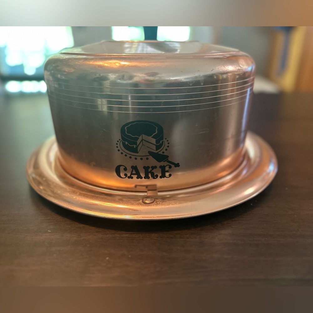 Vintage West Bend 1950s Rose Copper‎ Metal locking Cake Carrier 14.5" dia. - Picture 2 of 9